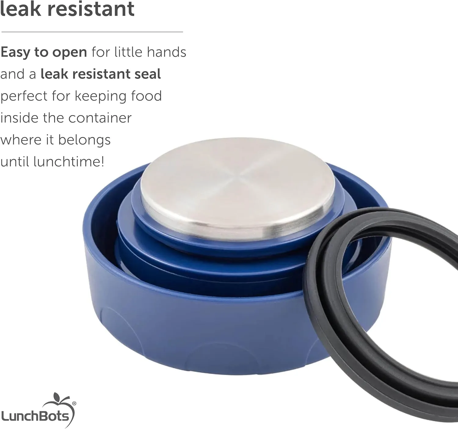 LunchBots Thermal 8 oz Triple Insulated Thermos - Hot 6 Hours or Cold 12 Hours - Leak Proof Thermos Soup Jar - All Stainless Interior - Navy Lid - Aqua Dots