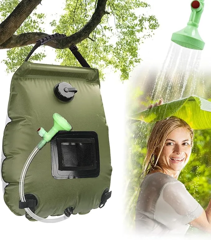 LYOUMEIT Solar Shower Bag 5 Gallon, Portable Shower for Camping, Camping Shower Bag, Solar Heating Shower Bag with Removable Hose and On-Off Switchable Shower Head