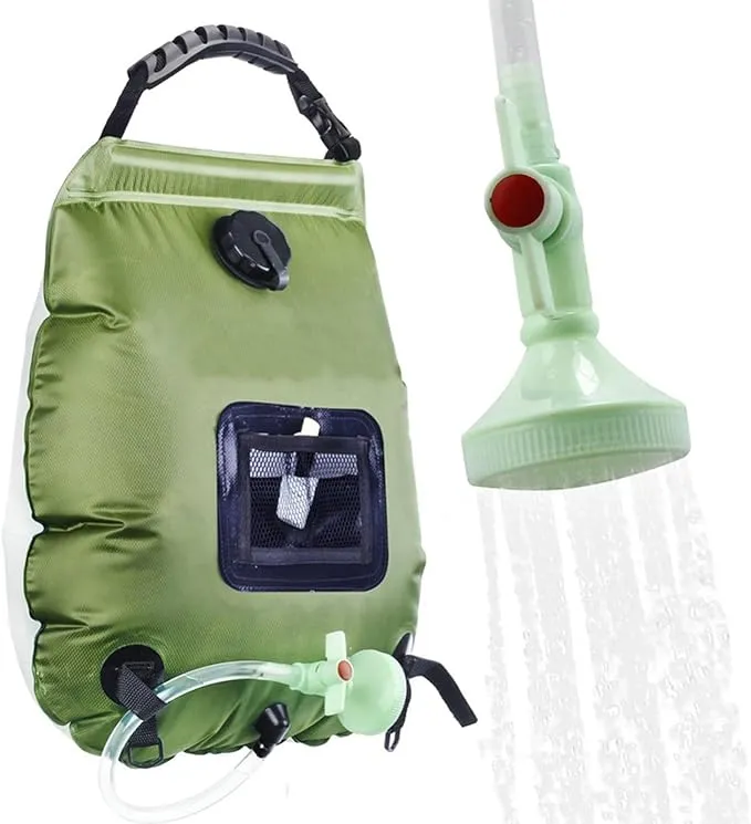 LYOUMEIT Solar Shower Bag 5 Gallon, Portable Shower for Camping, Camping Shower Bag, Solar Heating Shower Bag with Removable Hose and On-Off Switchable Shower Head