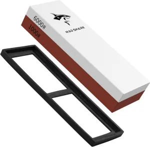 MAD SHARK Knife Sharpening Stones, Dual Side Grit 1000/6000 Waterstone, Whetstone Knife Sharpener, Wet Stone Sharpening Kit, Knife Sharpener Stone Set with Silicon Base