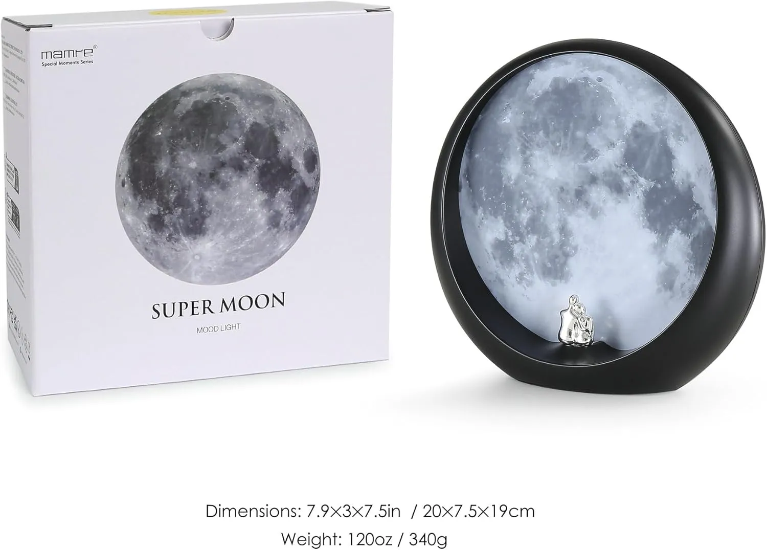 mamre Supermoon Lamp Non-Rechargeable Night Light Couple’s Gift for Wedding Anniversary Valentine’s Day Birthday Christmas