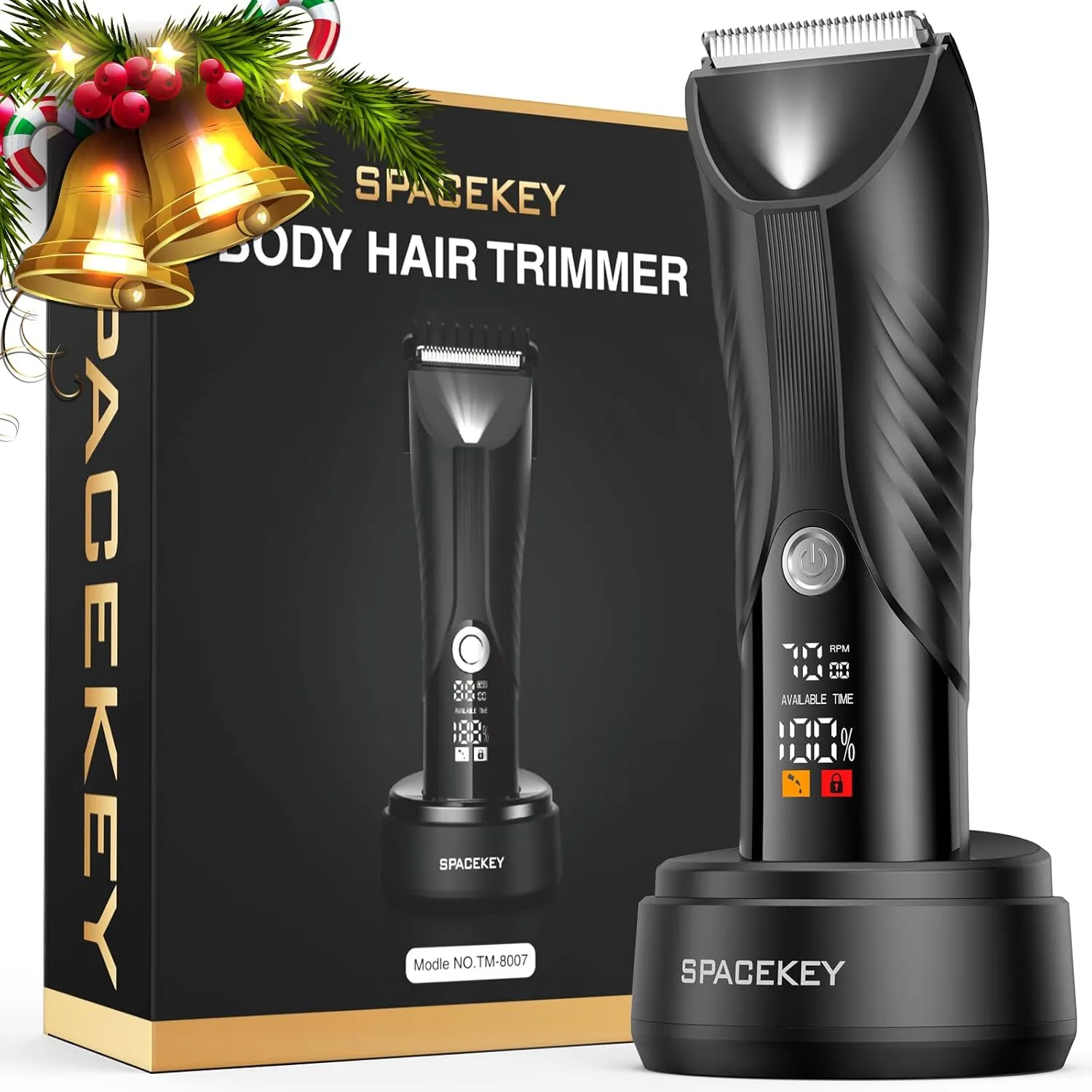 Manscape Electric Body Hair Trimmer - IPX7 Waterproof Ball Trimmer for Men with LED Light, Wet/Dry Groomer, USB-C Rechargeable, Travel Bag Included - Men's Pubic, Groin and Body Shaver