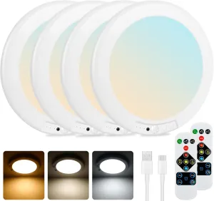 maylit 4 Pack Rechargeable Ceiling Lights, Motion Sensor Lights No Wiring, Wireless Closet Lights Battery Operated, for Bathroom Laundry Room Kitchen Porch Stair Hallway Shower Pantry Garage