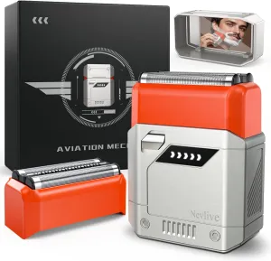 Men's Electric Shaver, Compact Foil Shaver, USB-C Rechargeable, Waterproof, Cordless, Portable Face Shaver with Travel Case & Replacement Head (Silver)