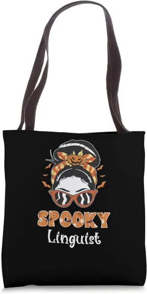 Messy Bun Spooky Linguist Women Halloween Tote Bag