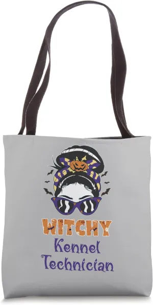 Messy Bun Witchy Kennel Technician Halloween Tote Bag