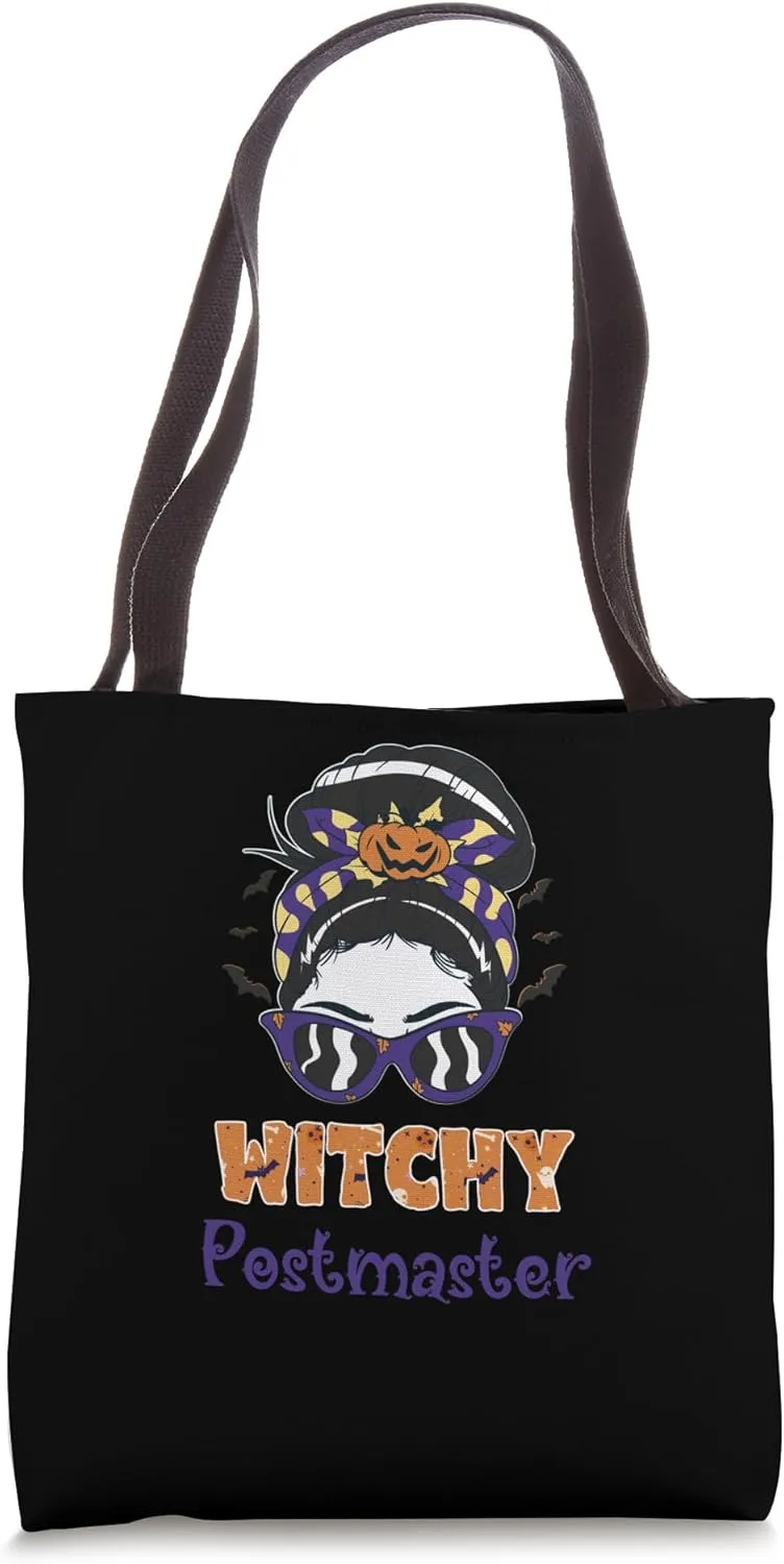 Messy Bun Witchy Postmaster Halloween Tote Bag