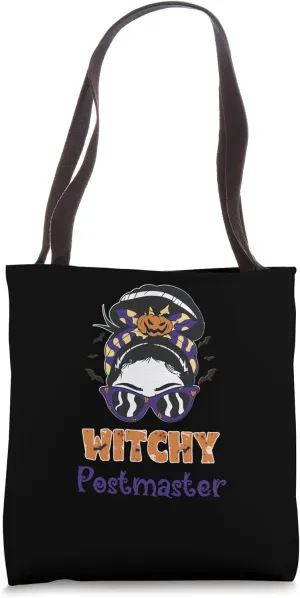 Messy Bun Witchy Postmaster Halloween Tote Bag