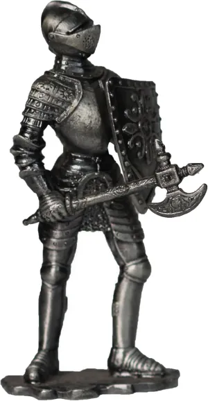 Metal Miniature Knight Statue, Medieval Armored Knight Action Figure Sculpture, for Collection or Gift (Axe Knight)