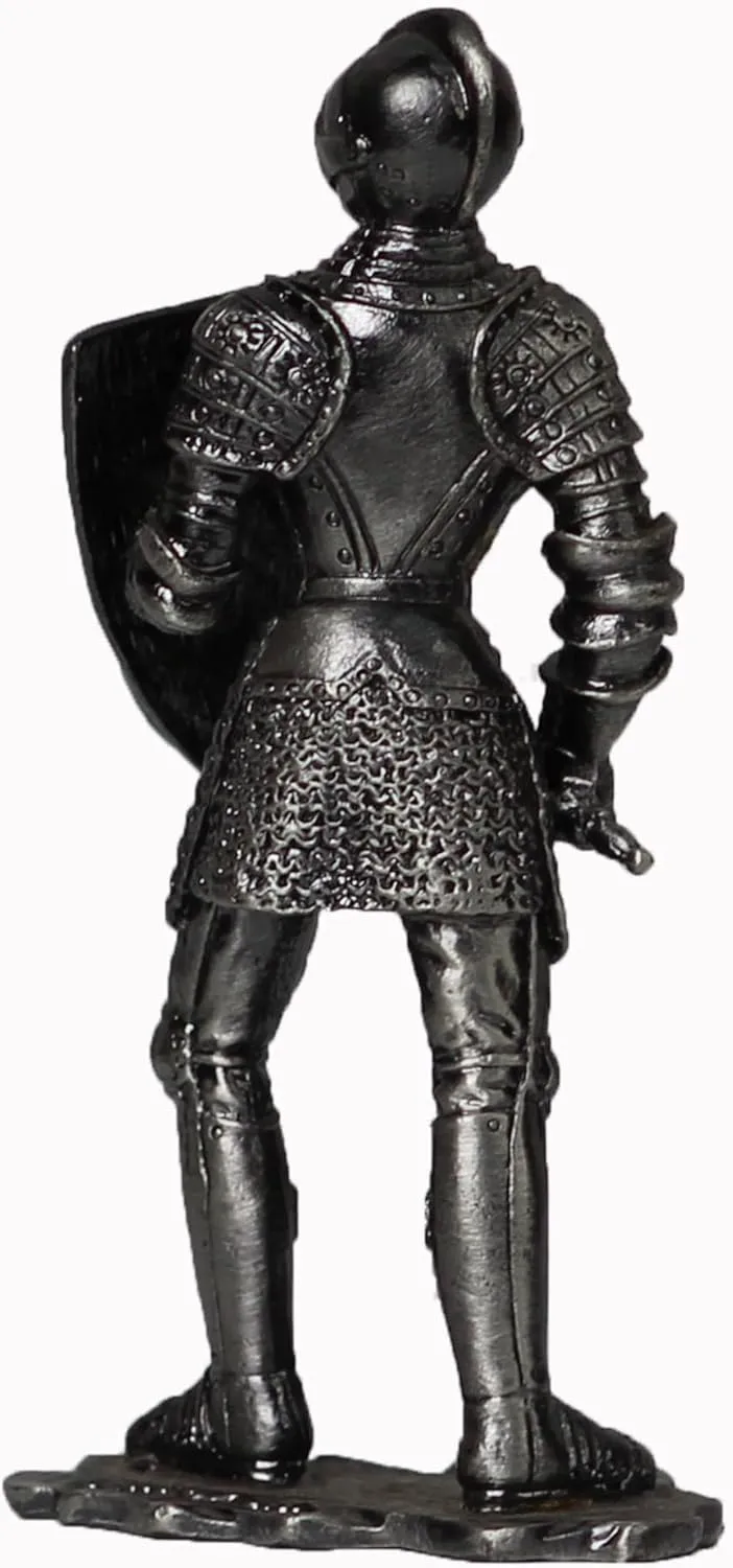Metal Miniature Knight Statue, Medieval Armored Knight Action Figure Sculpture, for Collection or Gift (Axe Knight)