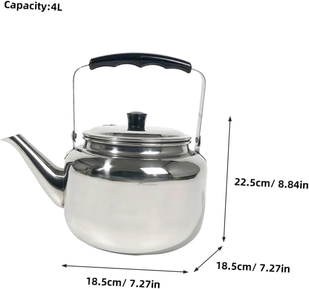 Metal Water Kettle Whistling Kettle Comfortable Handle 4l Stainless Steel for Tea Milk and