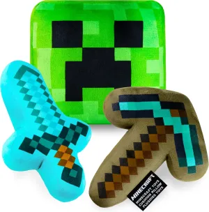 Minecraft Toys Plush Figure 3D Set Pack of 3 Toddler Pillow Cushion for Kids Teens Cuddle Buddy Home Decor Bedroom Accessories Stuffed Collectibles Soft Stuffed Animals Gifts for Gamers