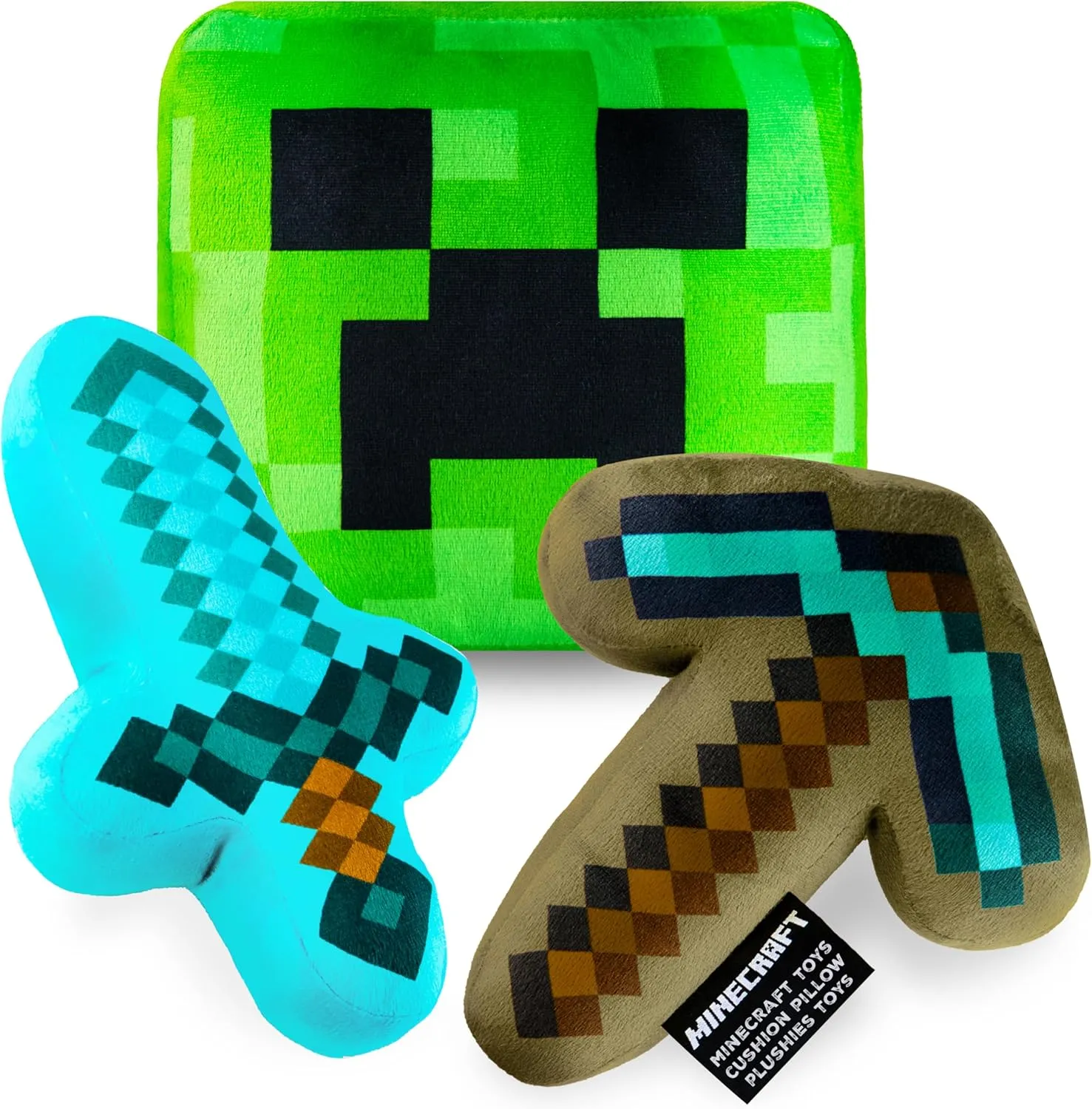 Minecraft Toys Plush Figure 3D Set Pack of 3 Toddler Pillow Cushion for Kids Teens Cuddle Buddy Home Decor Bedroom Accessories Stuffed Collectibles Soft Stuffed Animals Gifts for Gamers