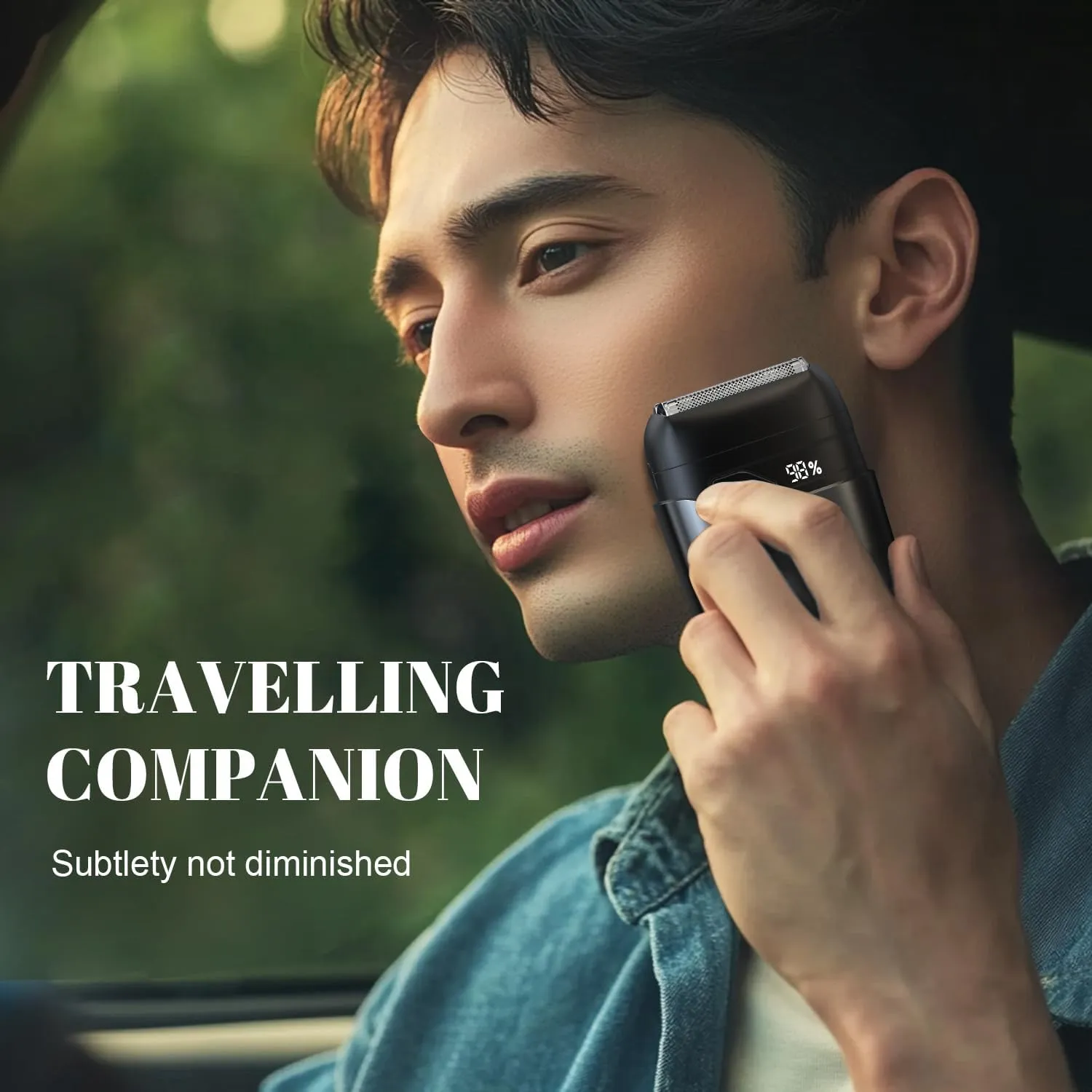 Mini Electric Razor for Men: Foil Shaver for Beard/Face - 3 Floating Blade LED Display USB-C Fast Rechargeable - IPX7 Waterproof for Travel & Home - Light Gray