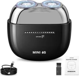 Mini Electric Shaver, Portable Electric Razor for Men, IPX7 Waterproof Face Shavers with Slide Touch Form Switch, Cordless Magnetic Shaving Double Head, USB-C Fast Rechargeable Travel Shaver