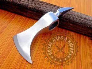 Mini Medieval Huntsman SPIKER Custom Hand Made HIGH Carbon Steel Tomahawk Viking Axe Head with Leather Sheath