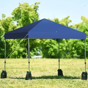 Moccha 8 x 8 Ft Outdoor Pop up Canopy Tent, Foldable Commercial Instant Shelter w/Portable Roller Bag & Sand Bag, Straight Leg Canopy Tent, 99% UV Resistant, Camping Party Beach Canopy (Blue)