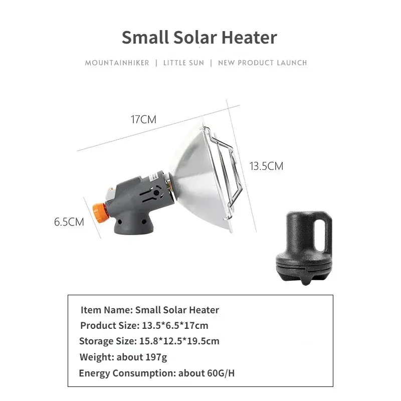 MOUNTAINHIKER Portable Mini Sun Gas Heating Stove Solar Heater Outdoor Camping Heater Oven Mini Gas Small Sun Warmer Butane