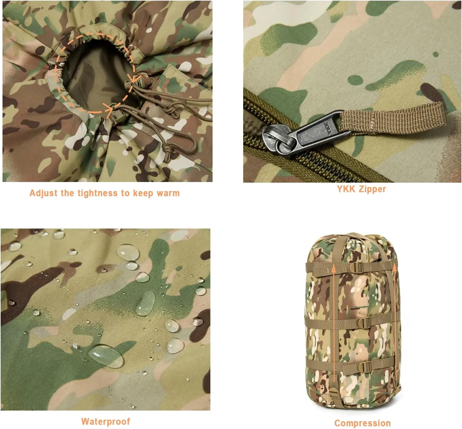 MT Military Army Force Defence 4 & Tropen Patrol Mummy Sleeping Bags with Bivy Cover Compression Sack, Modular Sleeping System 2.0 for Cold Weather,