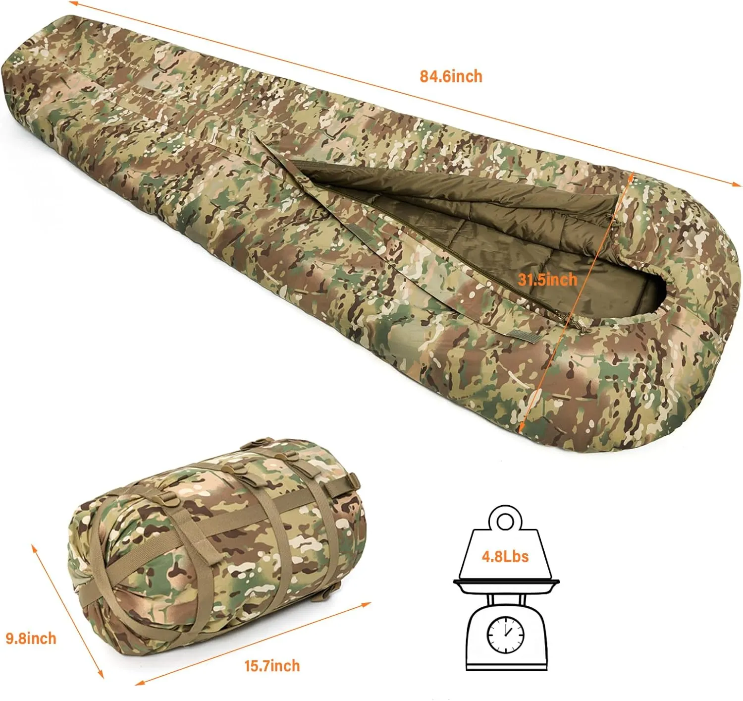 MT Military Army Force Defence 4 & Tropen Patrol Mummy Sleeping Bags with Bivy Cover Compression Sack, Modular Sleeping System 2.0 for Cold Weather,