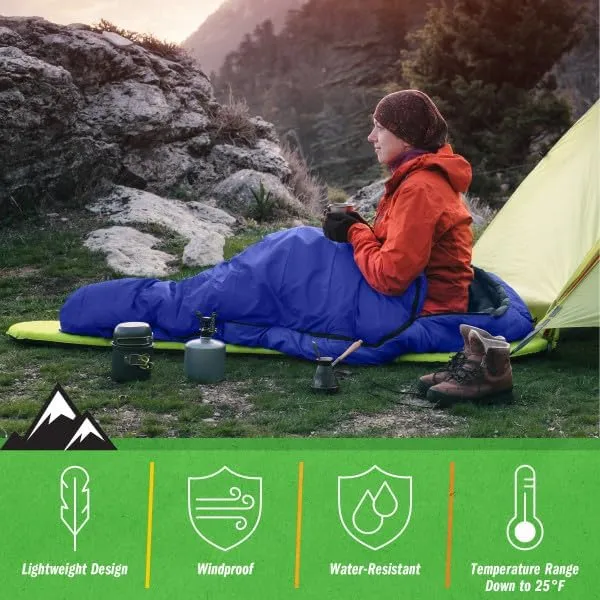 Mummy Sleeping Bag - Water-Resistant Adult Cold Weather Sleeping Bag