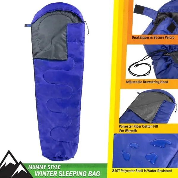 Mummy Sleeping Bag - Water-Resistant Adult Cold Weather Sleeping Bag