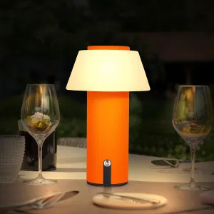 Mushroom Indoor/Outdoor Waterproof Shower Battery Operated Cordless Portable Rechargeable Touch Dimming LED Table Lamp for Bedroom/Dinning/Patio (Orange)