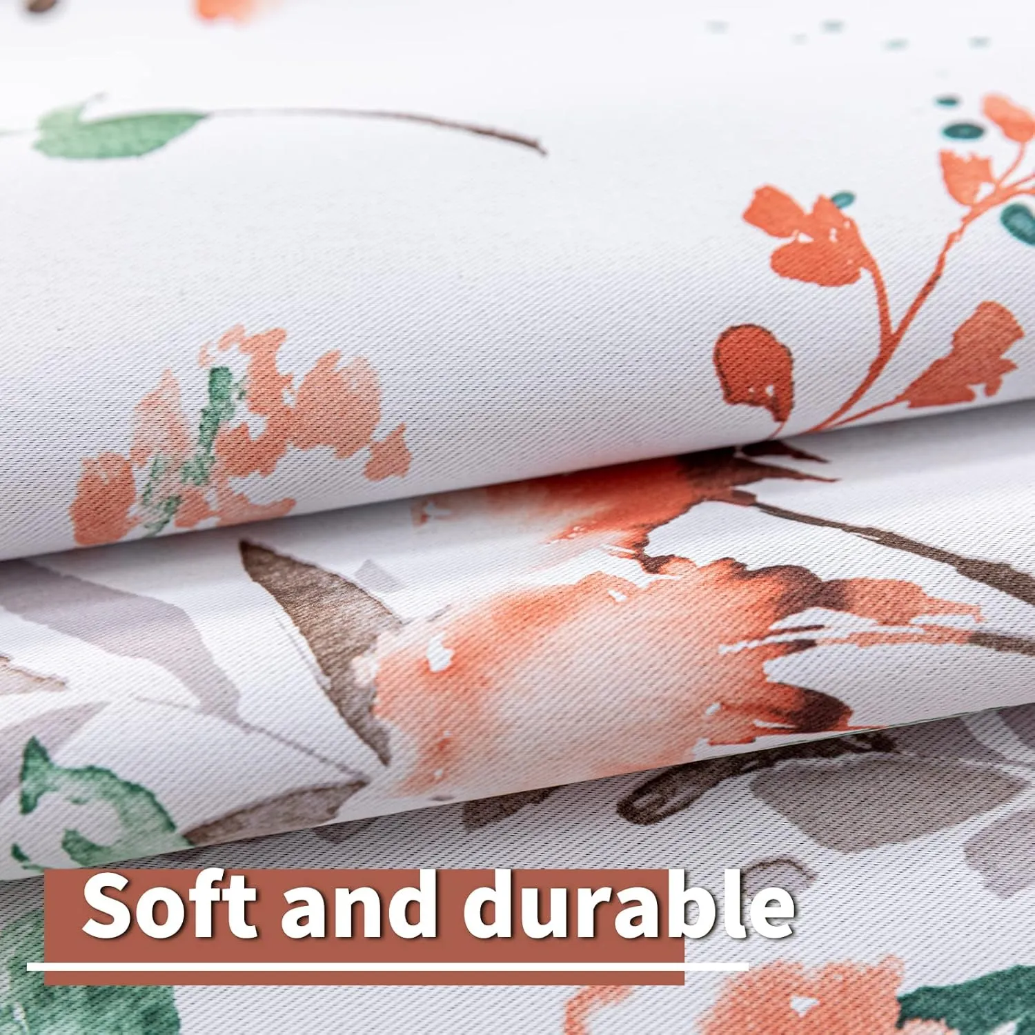 MYSKY HOME Fall Curtains for Living Room Darkening Curtains 84 Inch Long Floral Curtains Thermal Insulated Panels Light Blocking Grommet Autumn Drapes, 52" W x 84" L, 2 Panels, Orange