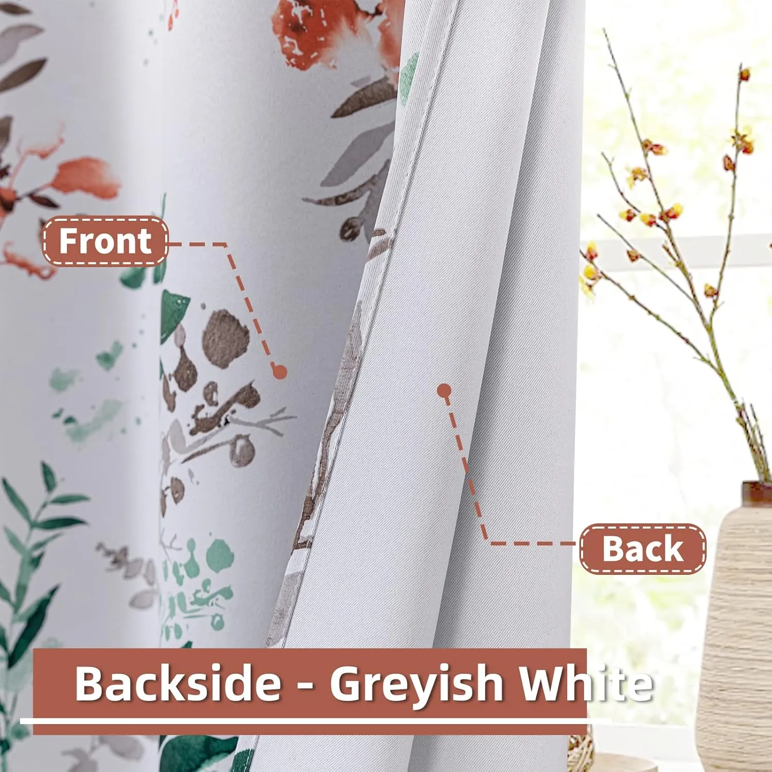 MYSKY HOME Fall Curtains for Living Room Darkening Curtains 84 Inch Long Floral Curtains Thermal Insulated Panels Light Blocking Grommet Autumn Drapes, 52" W x 84" L, 2 Panels, Orange