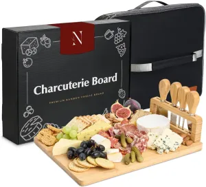 Namre' Charcuterie Board Gift Set: Insulated Travel Bag-Charcuterie Trays - Bamboo Cheese Board for Wedding Gifts - Holiday Gift for Woman -House Warming Gift Cheese Set 16''x11''