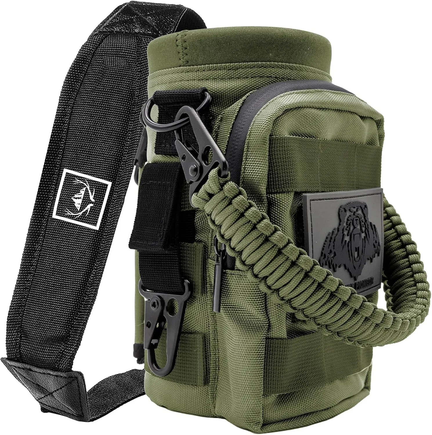 NATURE PIONEOR 32 64 128oz Tactical Water Bottle Pouch, Multi-Function Tactical Water Bottle Bag with Adjustable Shoulder Strap, Half/One Gallon Molle Strap Carrier Holder