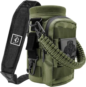 NATURE PIONEOR 32 64 128oz Tactical Water Bottle Pouch, Multi-Function Tactical Water Bottle Bag with Adjustable Shoulder Strap, Half/One Gallon Molle Strap Carrier Holder