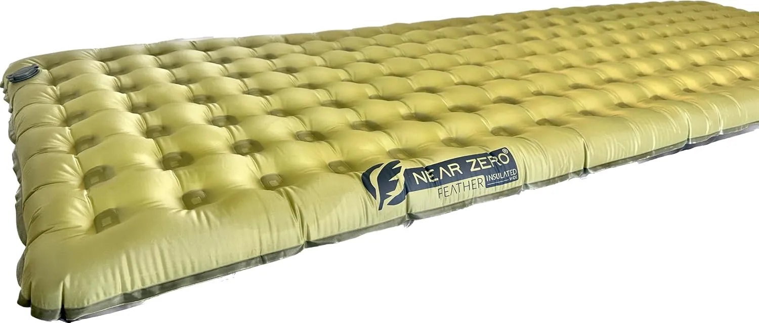 NEAR ZERO Blow Up Mattress for Camping Gear - Inflatable Sleeping Pad with R-Value of 3.7, Dual-Plated Aluminum, Soft and Noise-Free Sleep, Reliable Valve, Sleeping Mattress for Camping Tent.