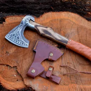 New Ariival Handmade High Carbon Steel Viking Valhalla Axe with Sheath - Hunting Axe - Hunting Axe - Throwing Axe - Where to Buy Axe - Axe Shop by Empire Industry