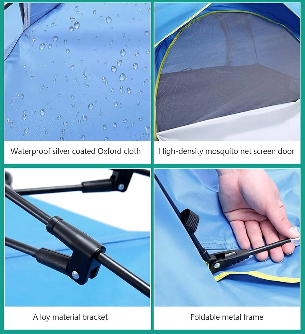 NIEH Automatic Pop Up Tent Family Camping Tent 2-3-4 Person Portable Tent Spring Type Fast Open Waterproof Windproof for Camping Hiking Mountaineering