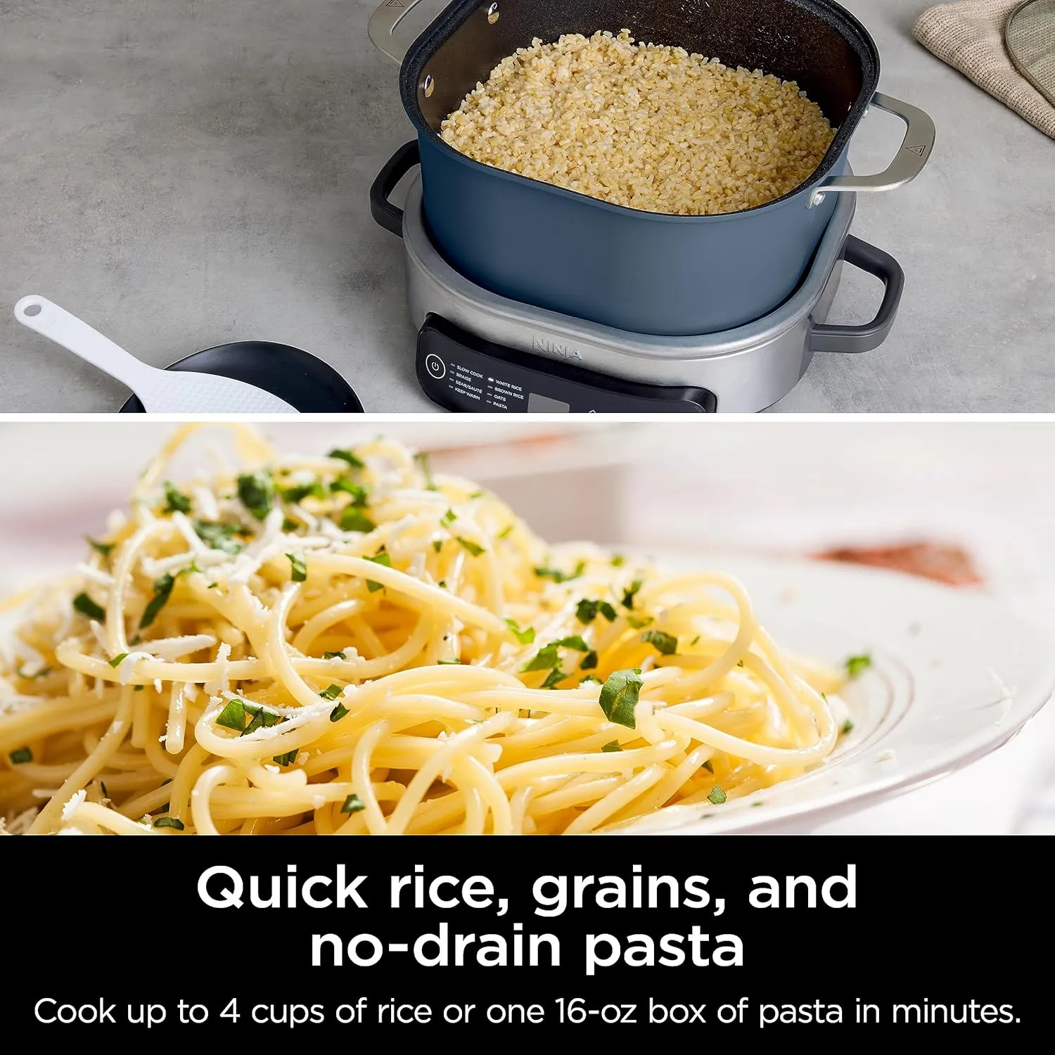 Ninja MC1101 Foodi Everyday Possible Cooker Pro, 8-in-1 Versatility, 6.5 QT, One-Pot Cooking, Replaces 10 Cooking Tools, Faster Cooking, Family-Sized Capacity, Adjustable Temp Control, Midnight Blue