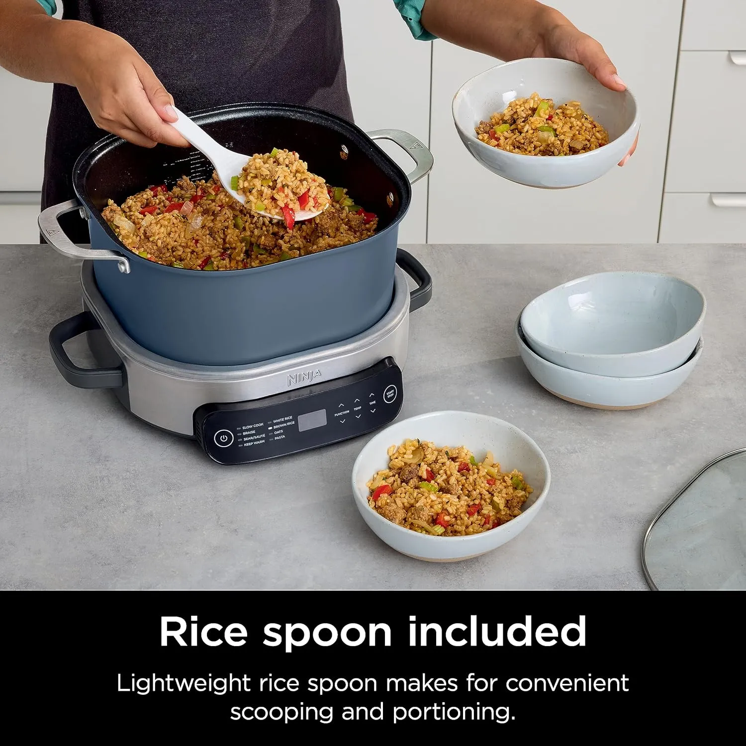 Ninja MC1101 Foodi Everyday Possible Cooker Pro, 8-in-1 Versatility, 6.5 QT, One-Pot Cooking, Replaces 10 Cooking Tools, Faster Cooking, Family-Sized Capacity, Adjustable Temp Control, Midnight Blue