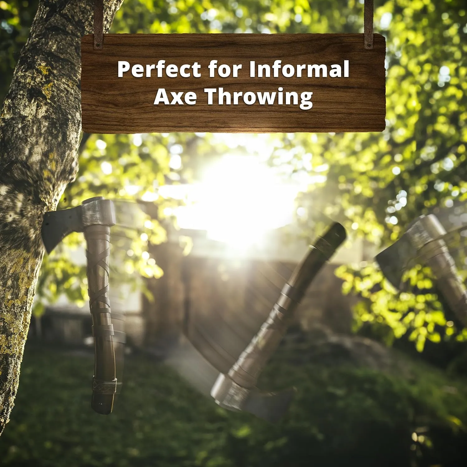 Norse Tradesman 18-Inch Viking Throwing Axe - Fully Sharpened Norse Hand-Axe - Carbon Steel Axe Head with Premium Leather Cross Stitch