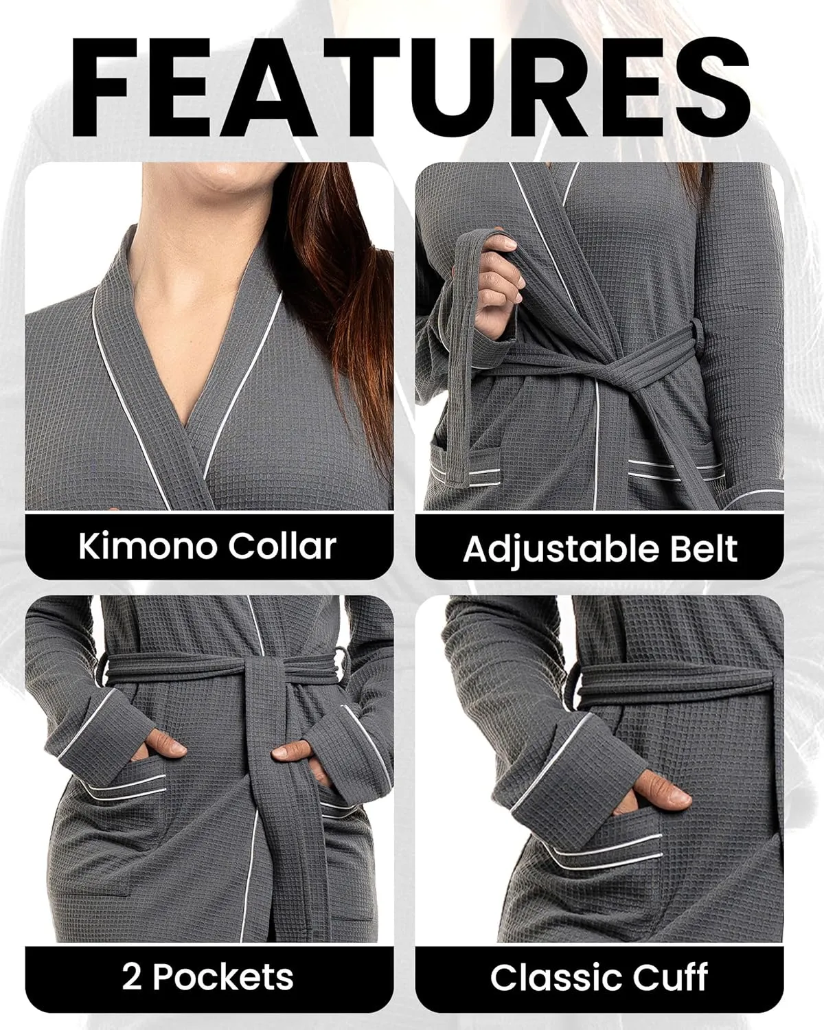 NY Threads Women's Robe Soft Knit Waffle Bathrobe Lightweight Knee-Length Loungewear