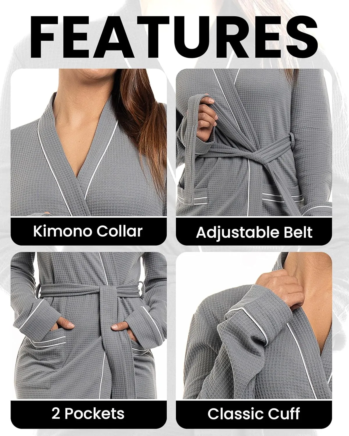 NY Threads Women's Robe Soft Knit Waffle Bathrobe Lightweight Knee-Length Loungewear