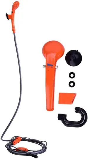 Outdoor Camping Portable Shower, 12V Car Plug Vehicle Mounted Shower Kit with Showerhead Sprayer Attachment for Camping Hiking Traveling