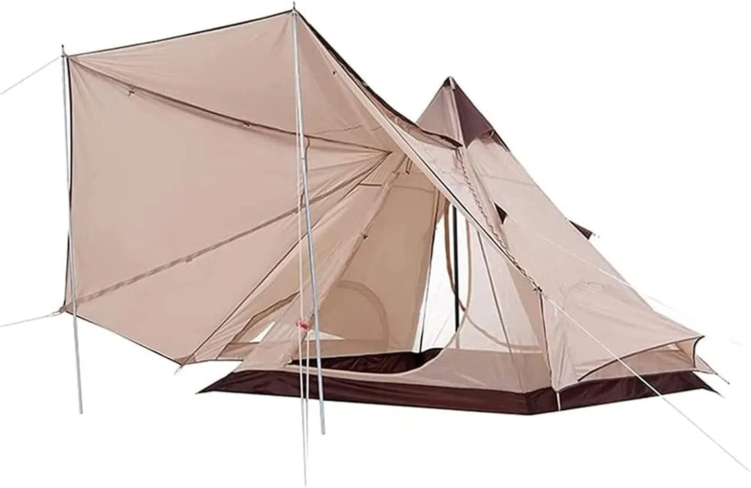 Outdoor Camping Pyramid Tent, Double Layer Indian Yurt Tent for Hiking, Picnic & Beach – Waterproof Sun Protection, Rainproof with Mesh Doors & Ventilation