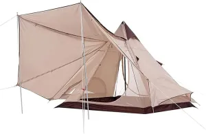 Outdoor Camping Pyramid Tent, Double Layer Indian Yurt Tent for Hiking, Picnic & Beach – Waterproof Sun Protection, Rainproof with Mesh Doors & Ventilation