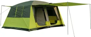 Outdoor Camping Tent, Two Rooms & One Living Room, Double-Layer Sunshade & Rainproof Folding Beach Tent, Suitable for Backpacking (Green)