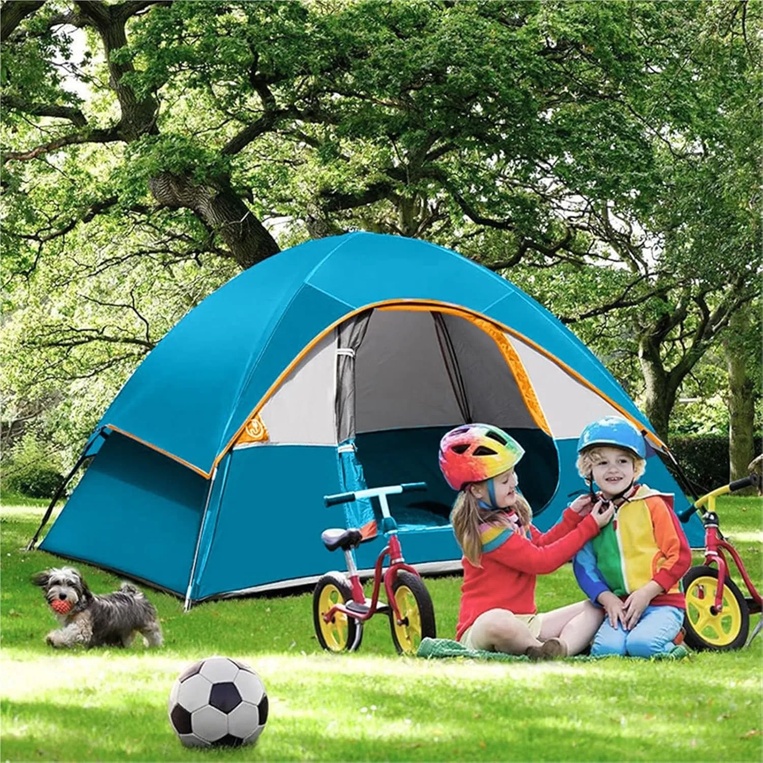 Outdoor Rainproof Double Layer Camping Tent Large Space Hiking Beach Park Tent