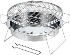 Outdoor Stainless Steel Grill Portable Barbecue Grid Mini Round Charcoal Folding BBQ Camping Picnic Tool