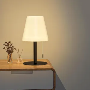 Outdoor Table Lamp/Portable LED Cordless Lamp/Rechargeable Battery lamp/ 2- Level Brightness/2 Lighting Modes/IP44 Waterproof/Metal Light Post and Base/PE Shade /Bedroom Dinning Camping Patio Shower