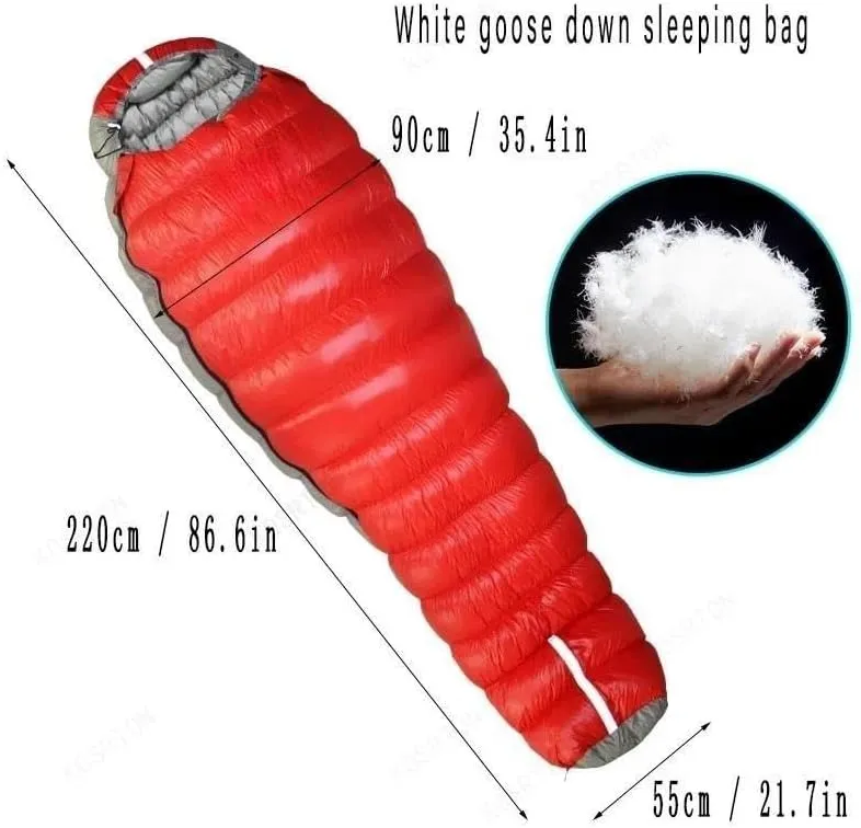 Oversized Mummy Goose Down Sleeping Bag Winter Down Sleeping Bag is Very Warm, Suitable for Camping and Hiking