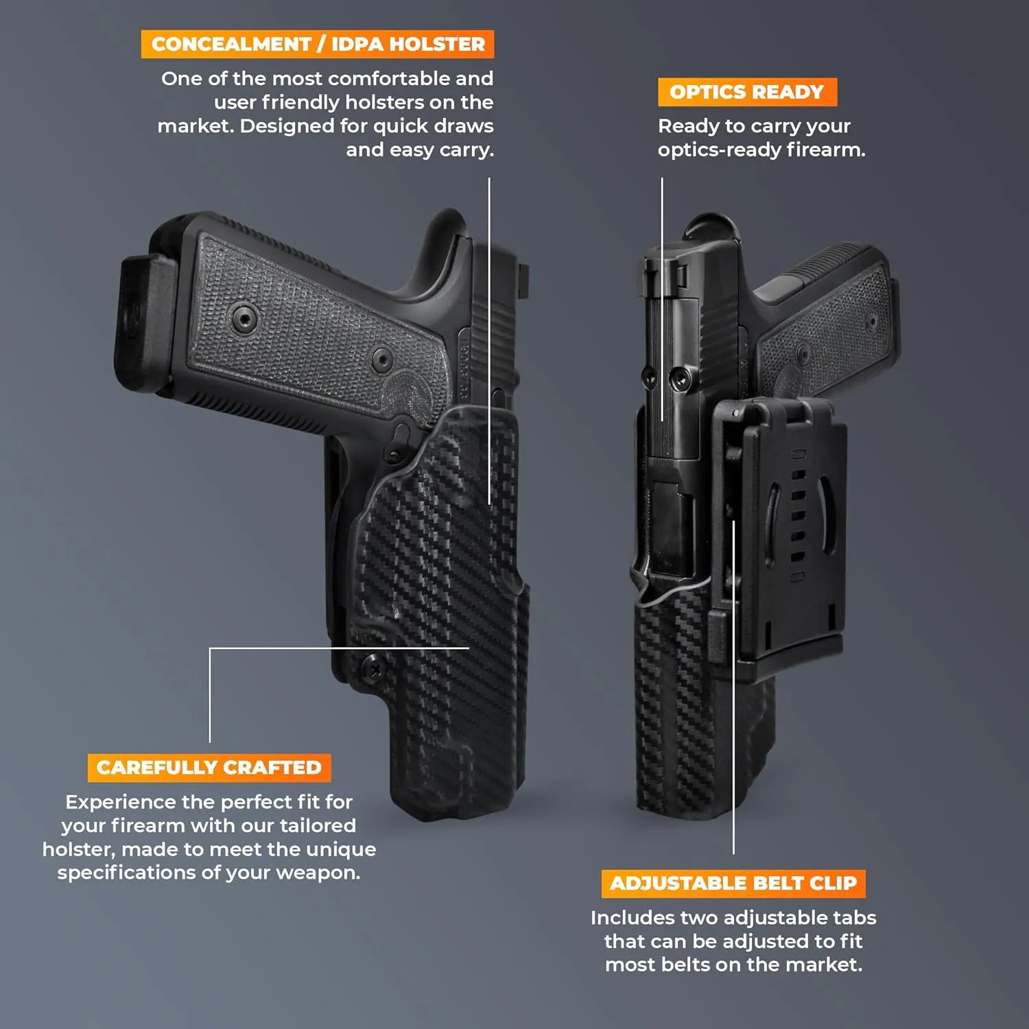 OWB Concealment IDPA - Outside The Waistband Holster - fits Bul Armory Axe FS Tomahawk