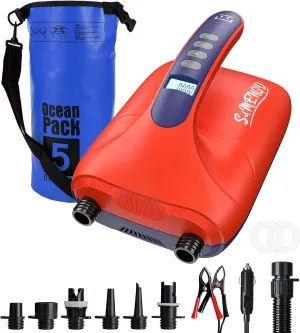 Paddle Board Pump,12V DC Intelligent Dual Stage Auto-Off Function High Pressure Sup Air Pump with Waterproof Bag and Hose for Air Mattresses,Inflatables Boats,Tent,Stand Up Paddle Boards